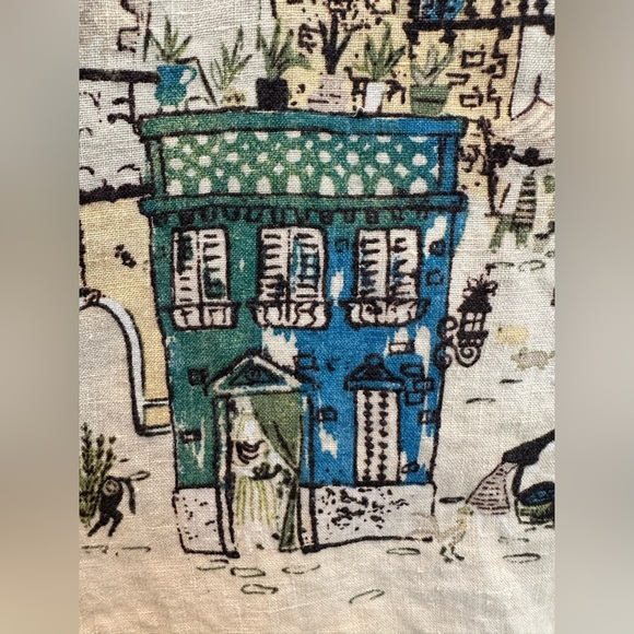 Chico's Art To Wear 100% Linen Pueblo South American Landscape Blouse Size Large - Picture 2 of 14